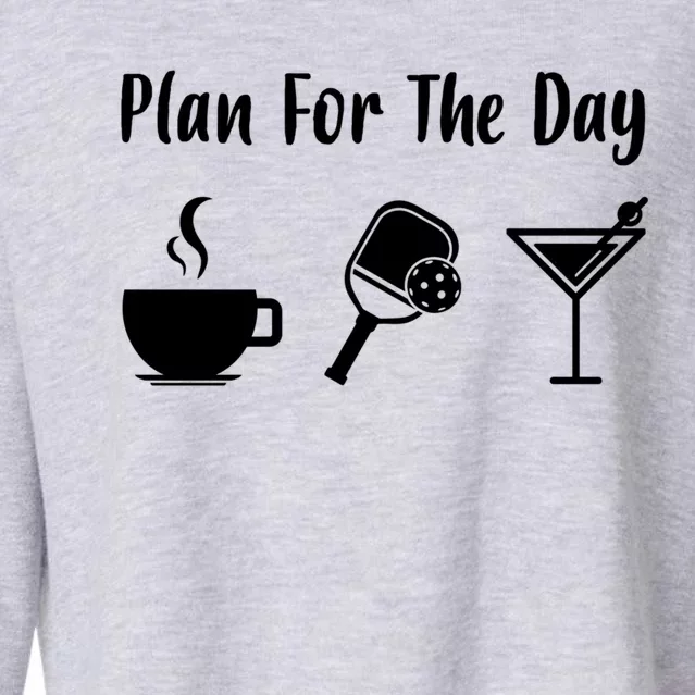 Funny Pickleball Plan For The Day Pickleball Coffee Martini Gift Cropped Pullover Crew