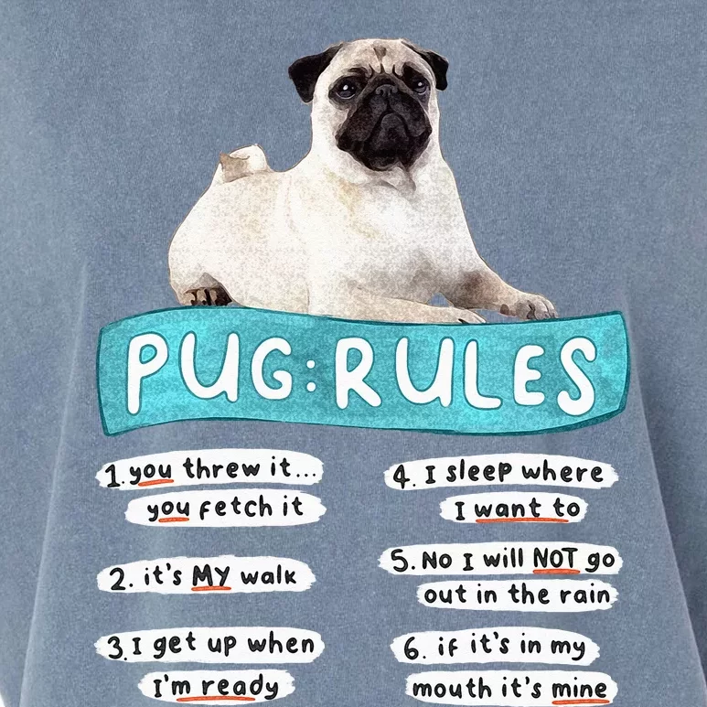 Funny Pug Pug Rules Pug Lover Pug Owner Garment-Dyed Women's Muscle Tee