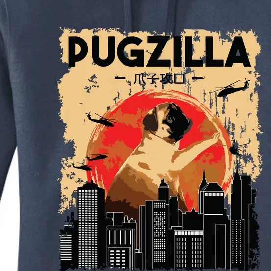 Funny Pug Pugzilla Funny Dog Pug Lover Pug Owner Pug Women's Pullover Hoodie