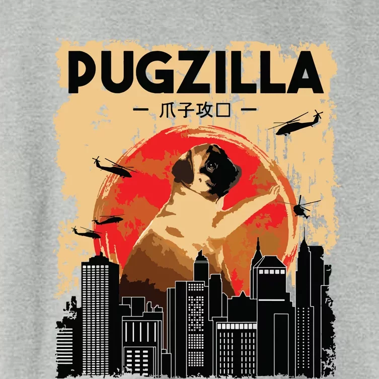 Funny Pug Pugzilla Funny Dog Pug Lover Pug Owner Pug Women's Crop Top Tee