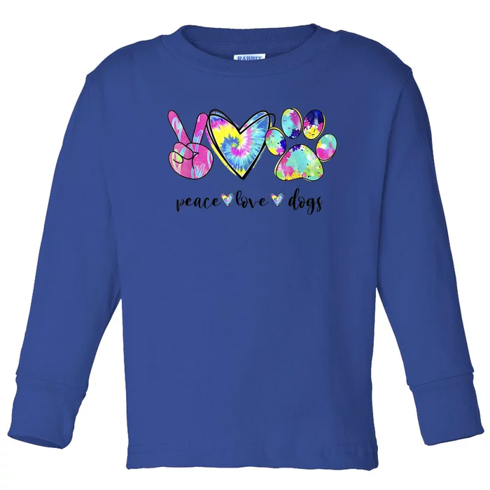 Funny Puppy Paw Dog Gift Peace Love Dogs Lover Gift Toddler Long Sleeve Shirt