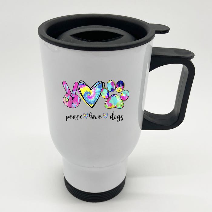 Funny Puppy Paw Dog Gift Peace Love Dogs Lover Gift Front & Back Stainless Steel Travel Mug