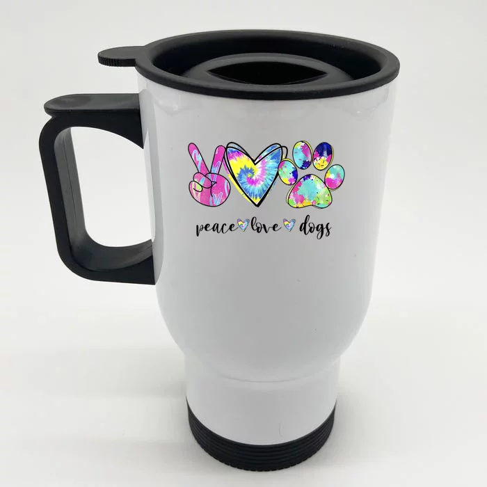 Funny Puppy Paw Dog Gift Peace Love Dogs Lover Gift Front & Back Stainless Steel Travel Mug