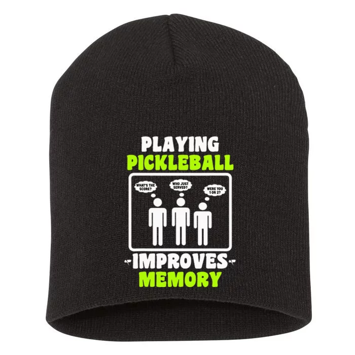 Funny Playing Pickleball Players Short Acrylic Beanie