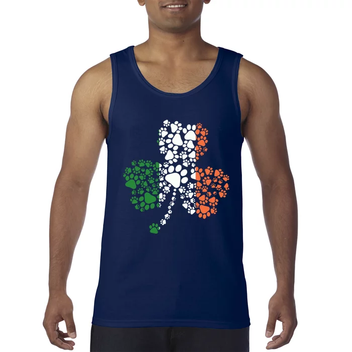 Funny Paw Print Dog Owner Lover St. Patricks Day Shamrock Tank Top