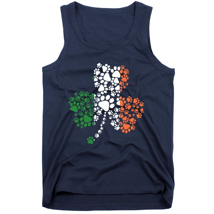 Funny Paw Print Dog Owner Lover St. Patricks Day Shamrock Tank Top