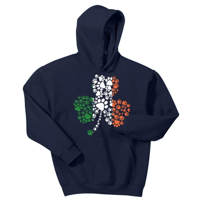 Funny Paw Print Dog Owner Lover St. Patricks Day Shamrock Kids Hoodie