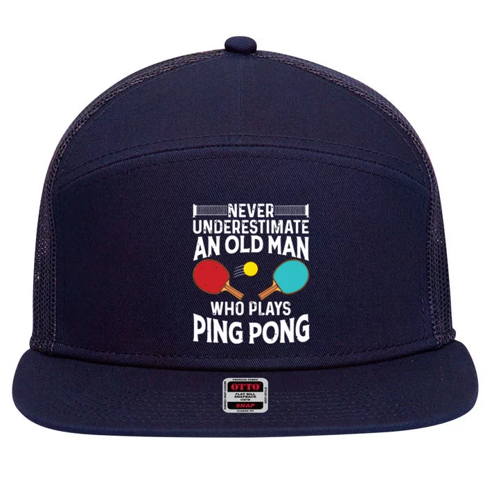 Funny Ping Pong Design Men Dad Grandpa Table Tennis Player 7 Panel Mesh Trucker Snapback Hat