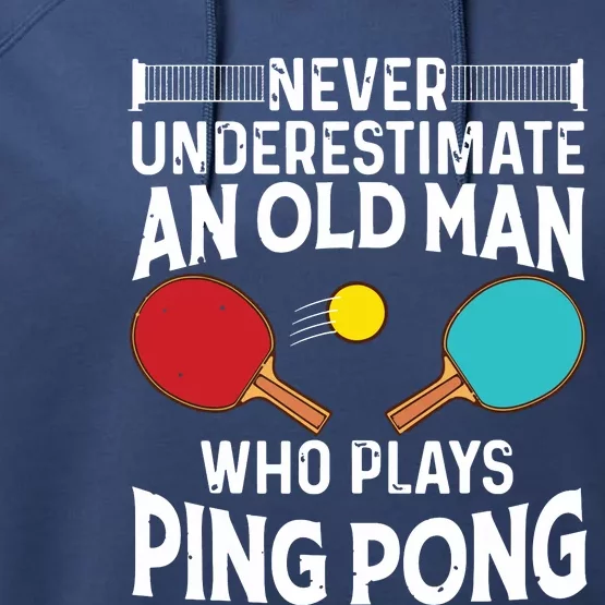 Funny Ping Pong Design Men Dad Grandpa Table Tennis Player Performance Fleece Hoodie