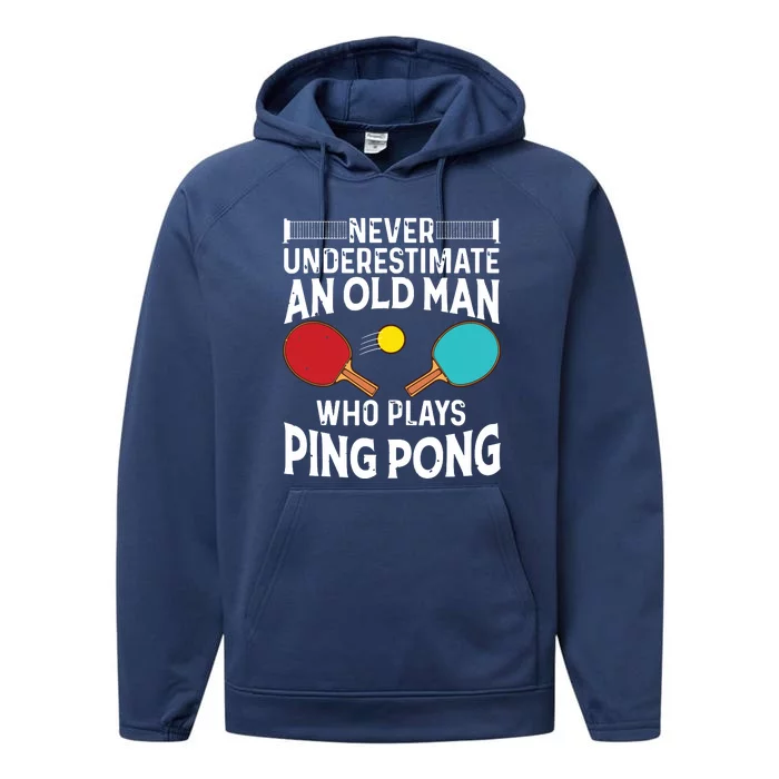 Funny Ping Pong Design Men Dad Grandpa Table Tennis Player Performance Fleece Hoodie