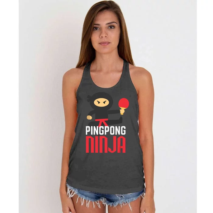 Funny Ping Pong Ninja Shirts Table Tennis Women's Knotted Racerback Tank