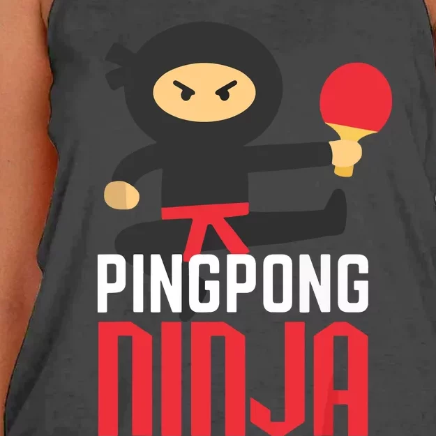 Funny Ping Pong Ninja Shirts Table Tennis Women's Knotted Racerback Tank