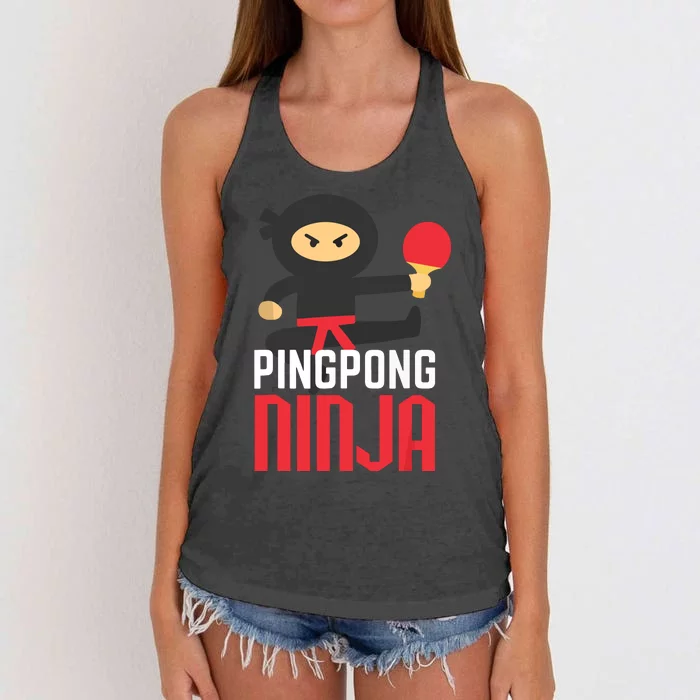 Funny Ping Pong Ninja Shirts Table Tennis Women's Knotted Racerback Tank