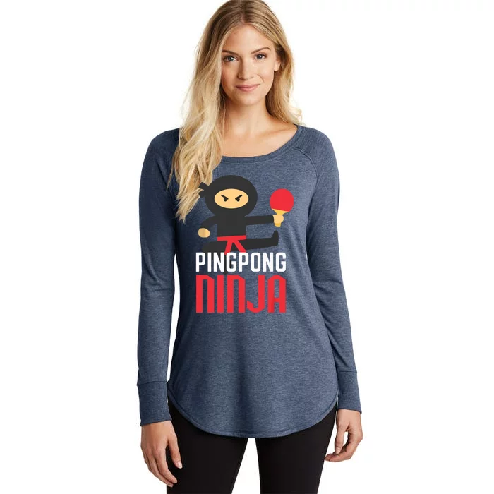 Funny Ping Pong Ninja Shirts Table Tennis Women's Perfect Tri Tunic Long Sleeve Shirt