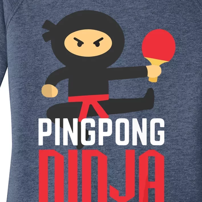 Funny Ping Pong Ninja Shirts Table Tennis Women's Perfect Tri Tunic Long Sleeve Shirt