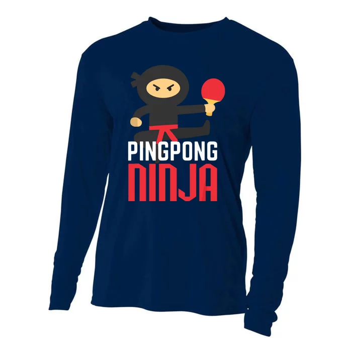 Funny Ping Pong Ninja Shirts Table Tennis Cooling Performance Long Sleeve Crew