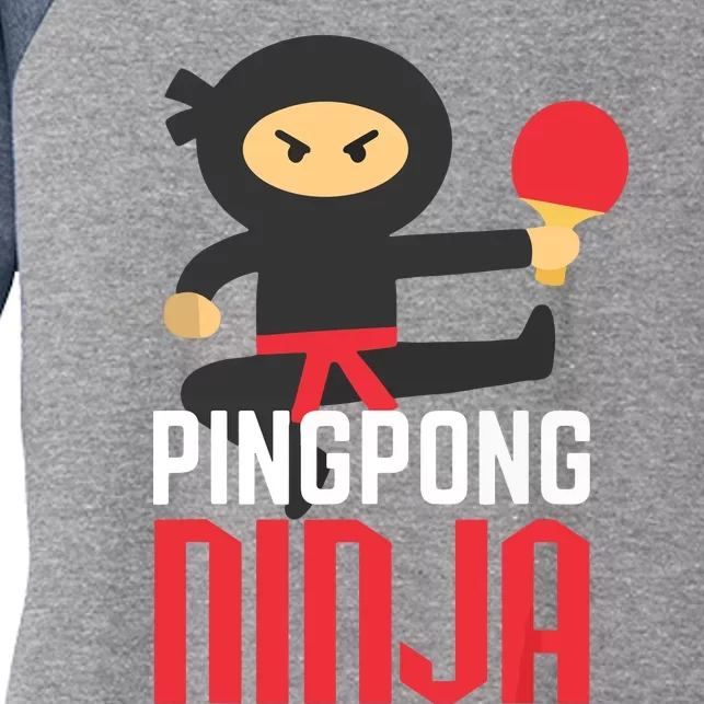 Funny Ping Pong Ninja Shirts Table Tennis Women's Tri-Blend 3/4-Sleeve Raglan Shirt