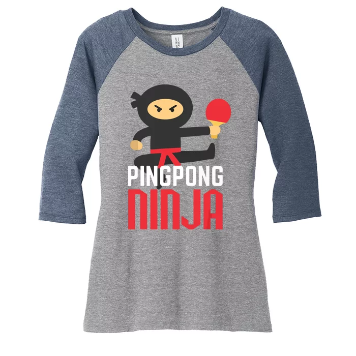 Funny Ping Pong Ninja Shirts Table Tennis Women's Tri-Blend 3/4-Sleeve Raglan Shirt