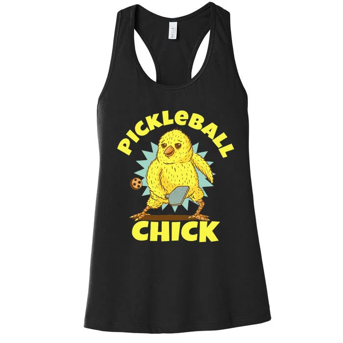 Funny Pickleball Pickleball Chick Player Loves to Play Women's Racerback Tank