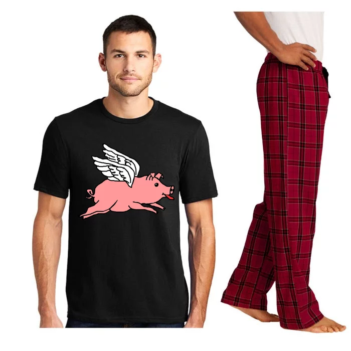 Flying Pig Poking Tongue Out Funny Gift Pajama Set