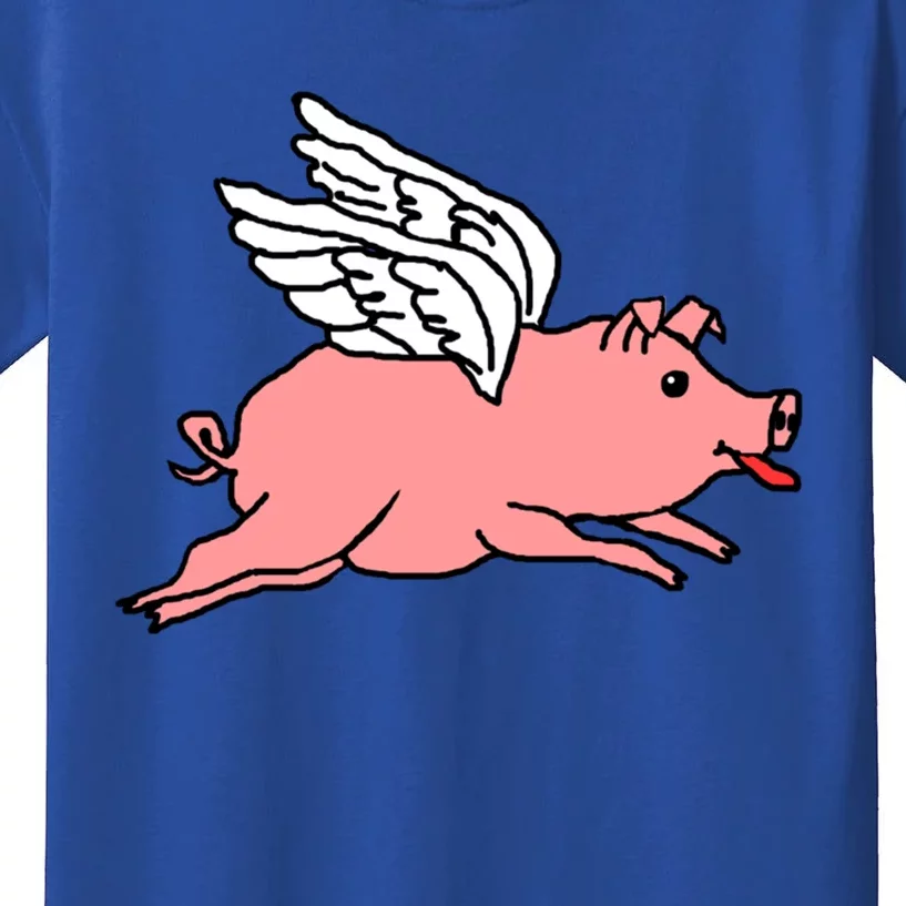 Flying Pig Poking Tongue Out Funny Gift Kids T-Shirt