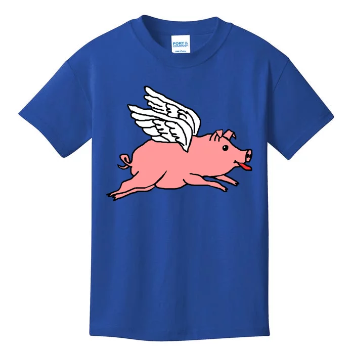 Flying Pig Poking Tongue Out Funny Gift Kids T-Shirt