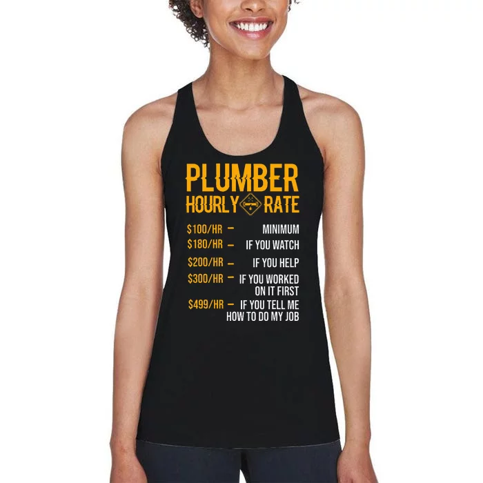 Funny Plumber Plumber Hourly Rate Plumber Women's Racerback Tank