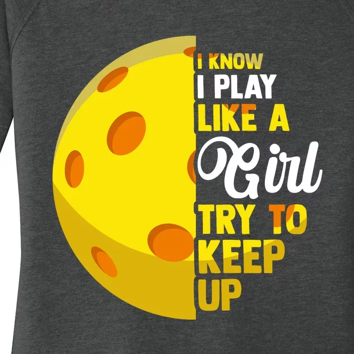 Funny Pickleball Player Girl Pickleball Gift Women's Perfect Tri Tunic Long Sleeve Shirt