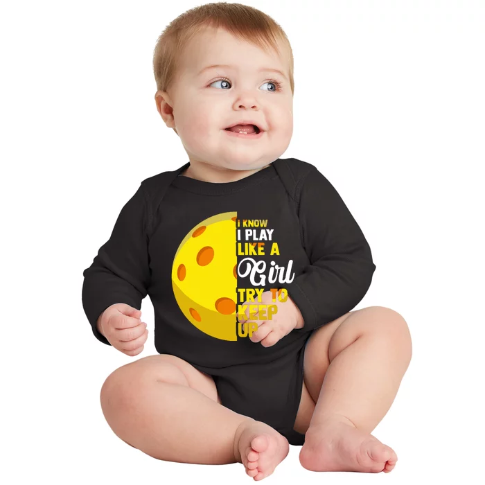 Funny Pickleball Player Girl Pickleball Gift Baby Long Sleeve Bodysuit