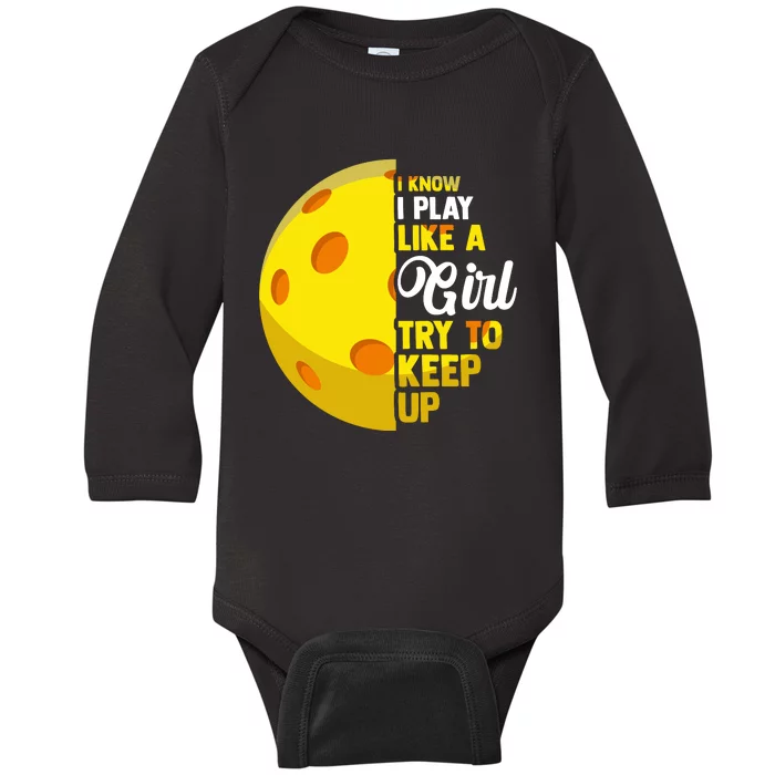 Funny Pickleball Player Girl Pickleball Gift Baby Long Sleeve Bodysuit