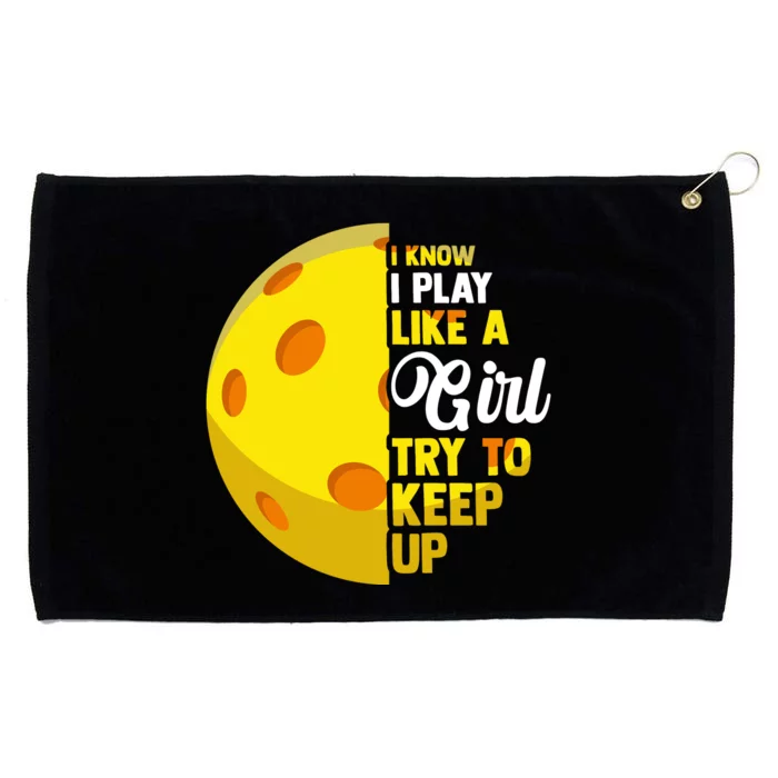 Funny Pickleball Player Girl Pickleball Gift Grommeted Golf Towel