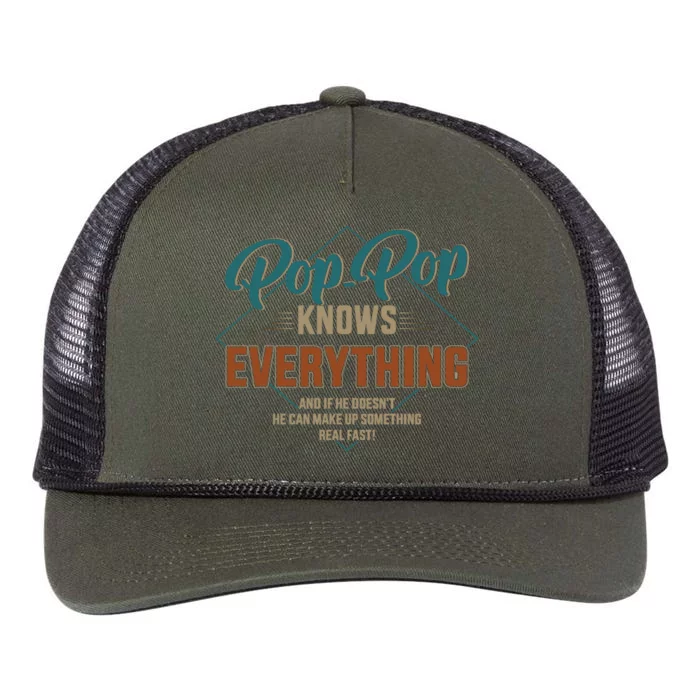 Funny Pop Pop Knows Everything For Grandpa And Father's Day Gift Retro Rope Trucker Hat Cap