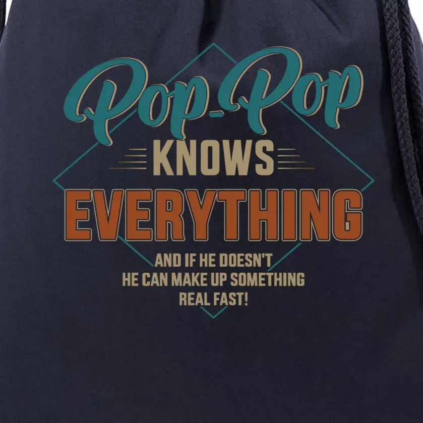 Funny Pop Pop Knows Everything For Grandpa And Father's Day Gift Drawstring Bag