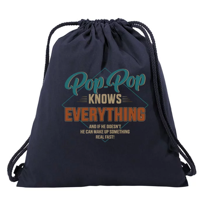 Funny Pop Pop Knows Everything For Grandpa And Father's Day Gift Drawstring Bag