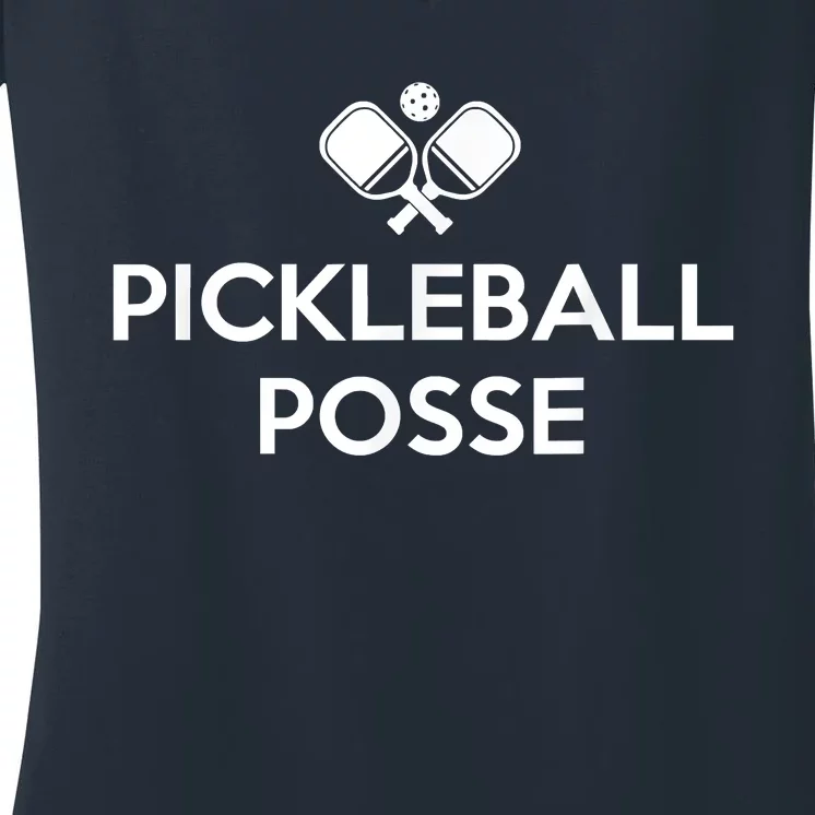 Funny Pickleball Posse Costume Funny Pickleball Lover Pickleballer Shirt Women's V-Neck T-Shirt