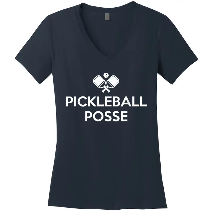 Funny Pickleball Posse Costume Funny Pickleball Lover Pickleballer Shirt Women's V-Neck T-Shirt