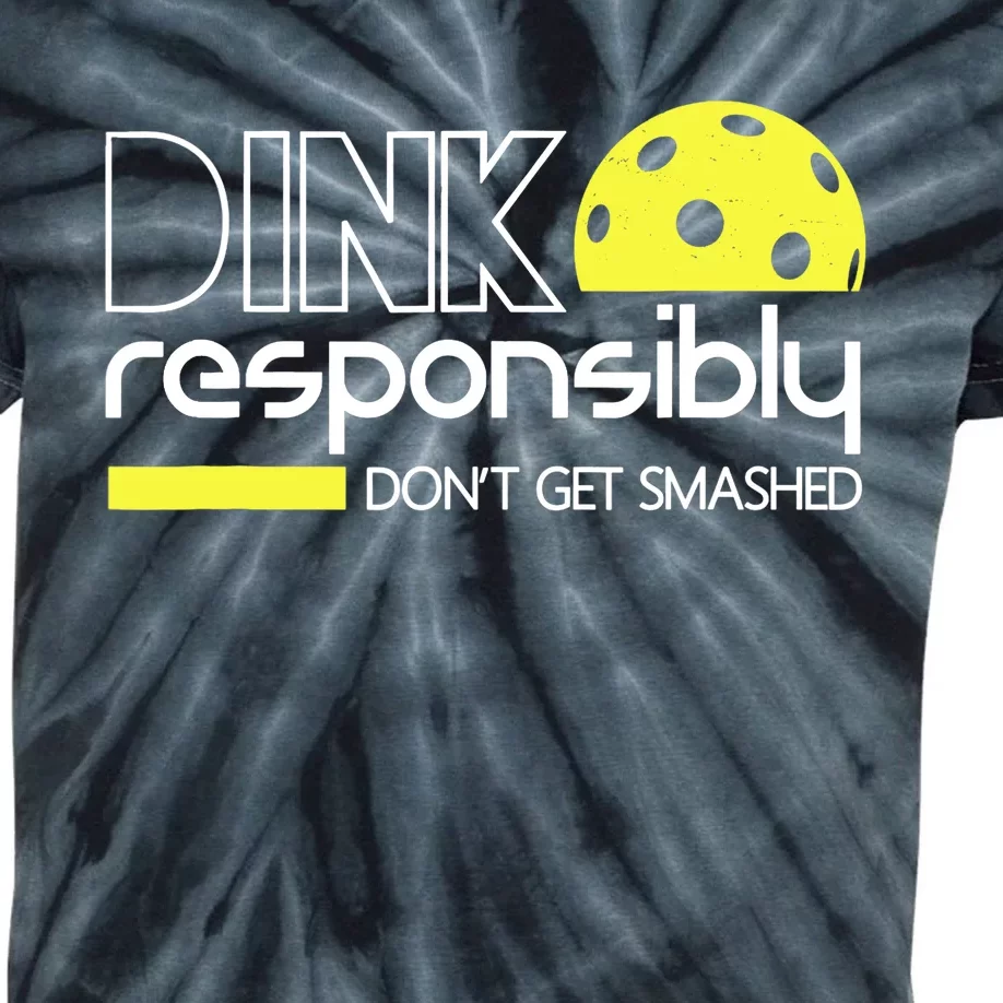 Funny Pickleball Player Dink Responsibly Don't Get Smashed Kids Tie-Dye T-Shirt