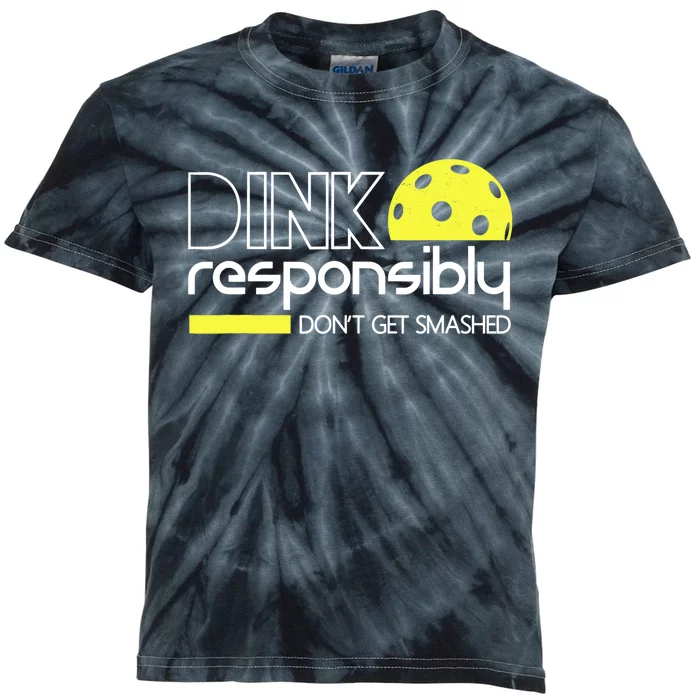 Funny Pickleball Player Dink Responsibly Don't Get Smashed Kids Tie-Dye T-Shirt