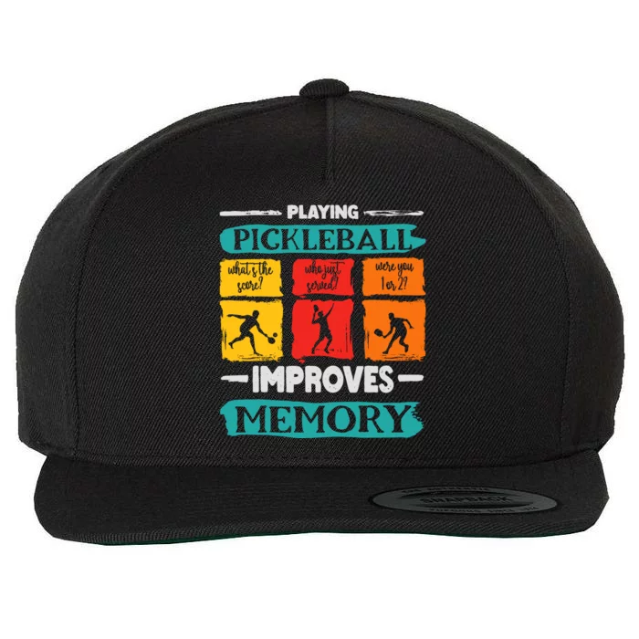 Funny Playing Pickleball Improves Memory Dink Player Cool Wool Snapback Cap