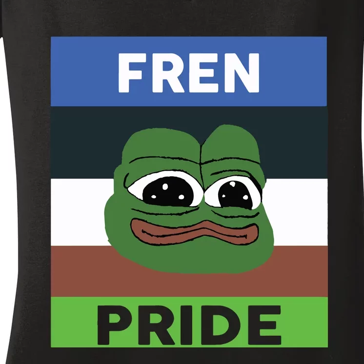 Fren Pride PEPE The Frog Women's V-Neck T-Shirt