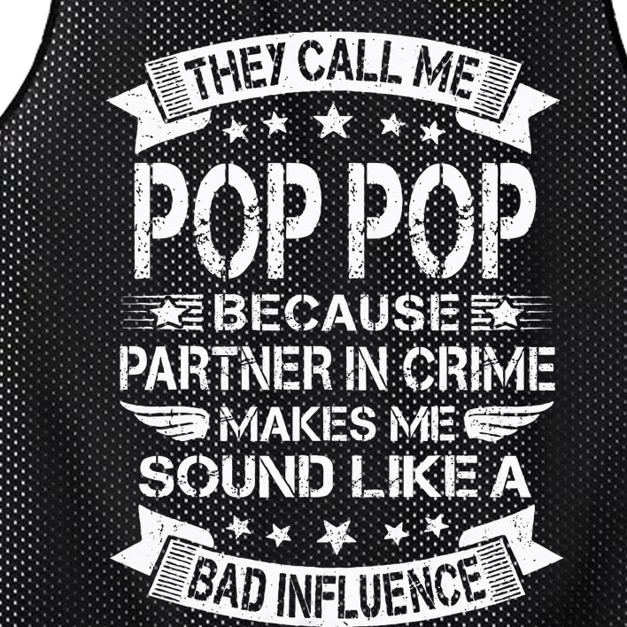 Funny Pop Pop Partner In Crime Dad Fathers Day Mesh Reversible Basketball Jersey Tank