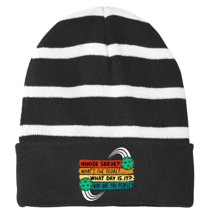 Funny Pickleball Player Pickleball Lover Pickleball Striped Beanie with Solid Band