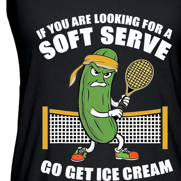 Funny Pickleball Playing Pickle Tennis Soft Serve Ice Cream Ladies Essential Flowy Tank