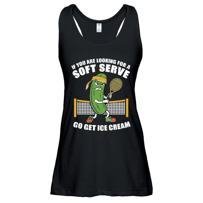 Funny Pickleball Playing Pickle Tennis Soft Serve Ice Cream Ladies Essential Flowy Tank