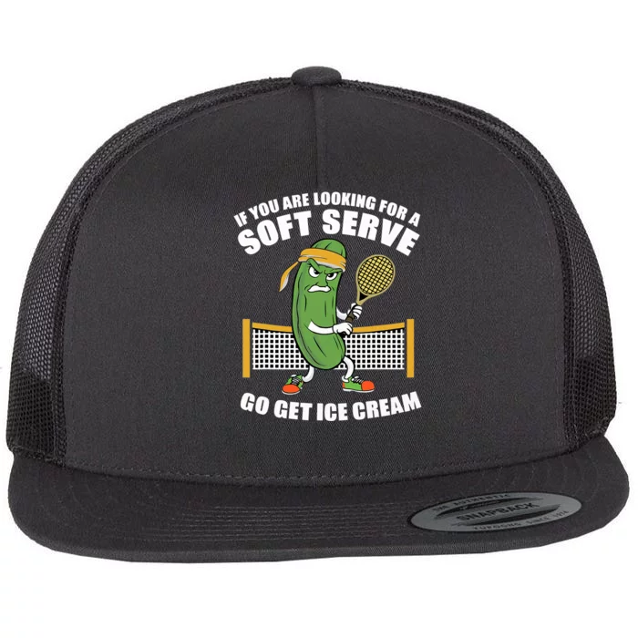 Funny Pickleball Playing Pickle Tennis Soft Serve Ice Cream Flat Bill Trucker Hat