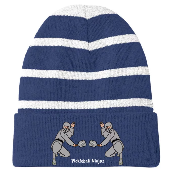 Fun Pickleball, Pickleball Ninja Men Doubles, Pickleball For Life Striped Beanie with Solid Band