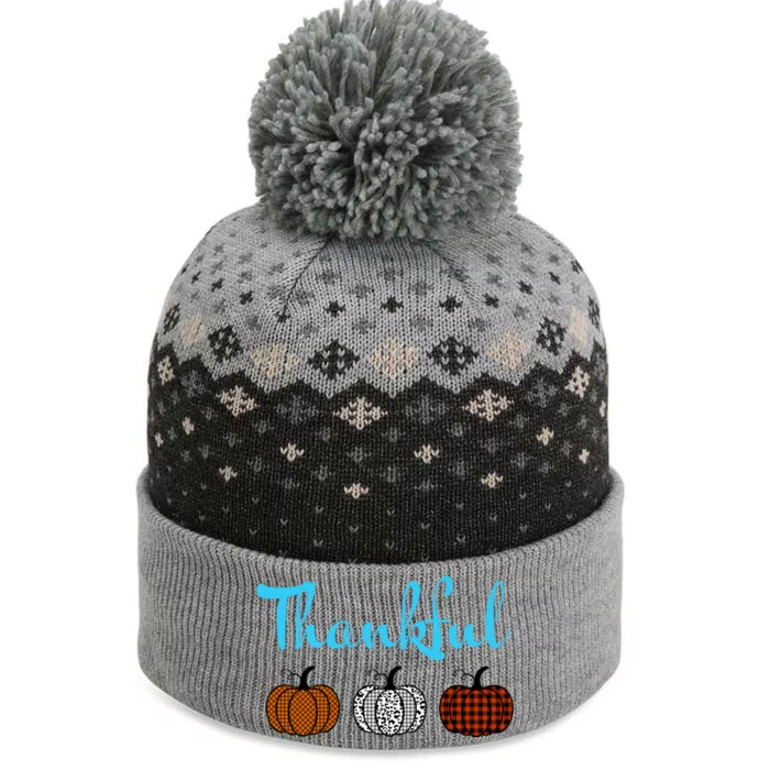 Fall Plaid Pumpkin Thankful Women, Thanksgiving Be Blessed The Baniff Cuffed Pom Beanie