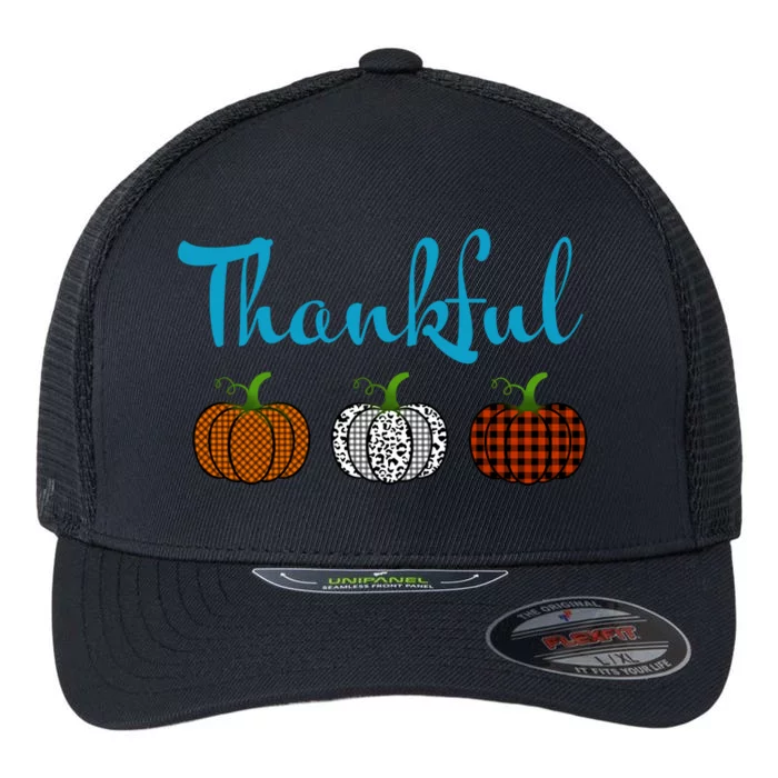 Fall Plaid Pumpkin Thankful Women, Thanksgiving Be Blessed Flexfit Unipanel Trucker Cap