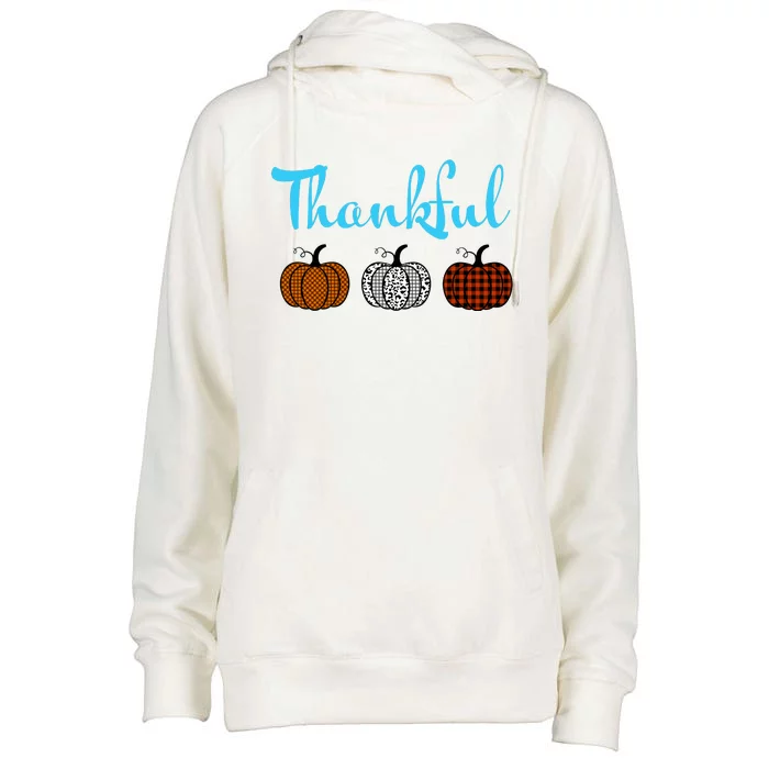 Fall Plaid Pumpkin Thankful Women, Thanksgiving Be Blessed Womens Funnel Neck Pullover Hood