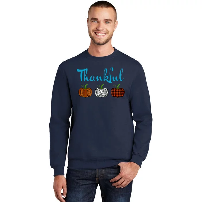 Fall Plaid Pumpkin Thankful Women, Thanksgiving Be Blessed Tall Sweatshirt